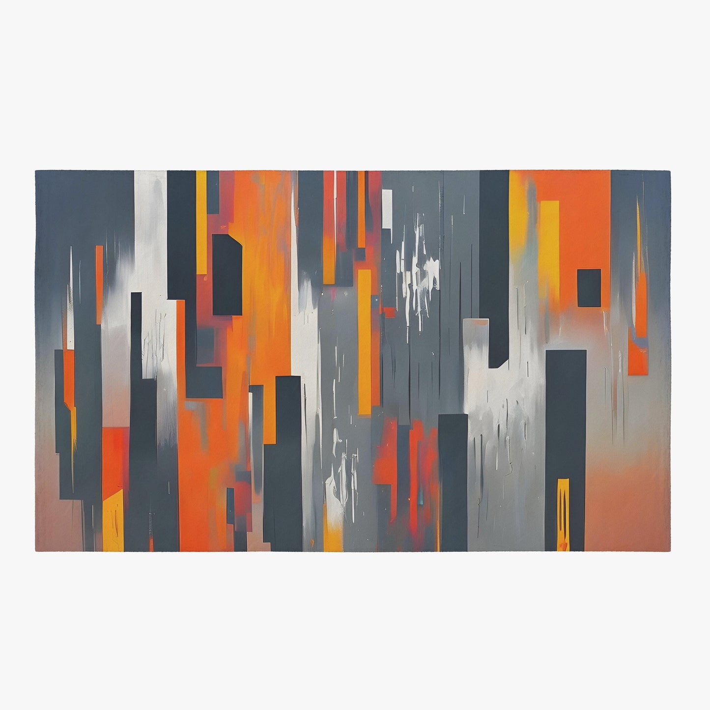 Abstract Art Rug gray orange yellow Rug Modern art Floor Rugs 3'x5' 4'x6' 5'x7' 8' x 10' Large rugs