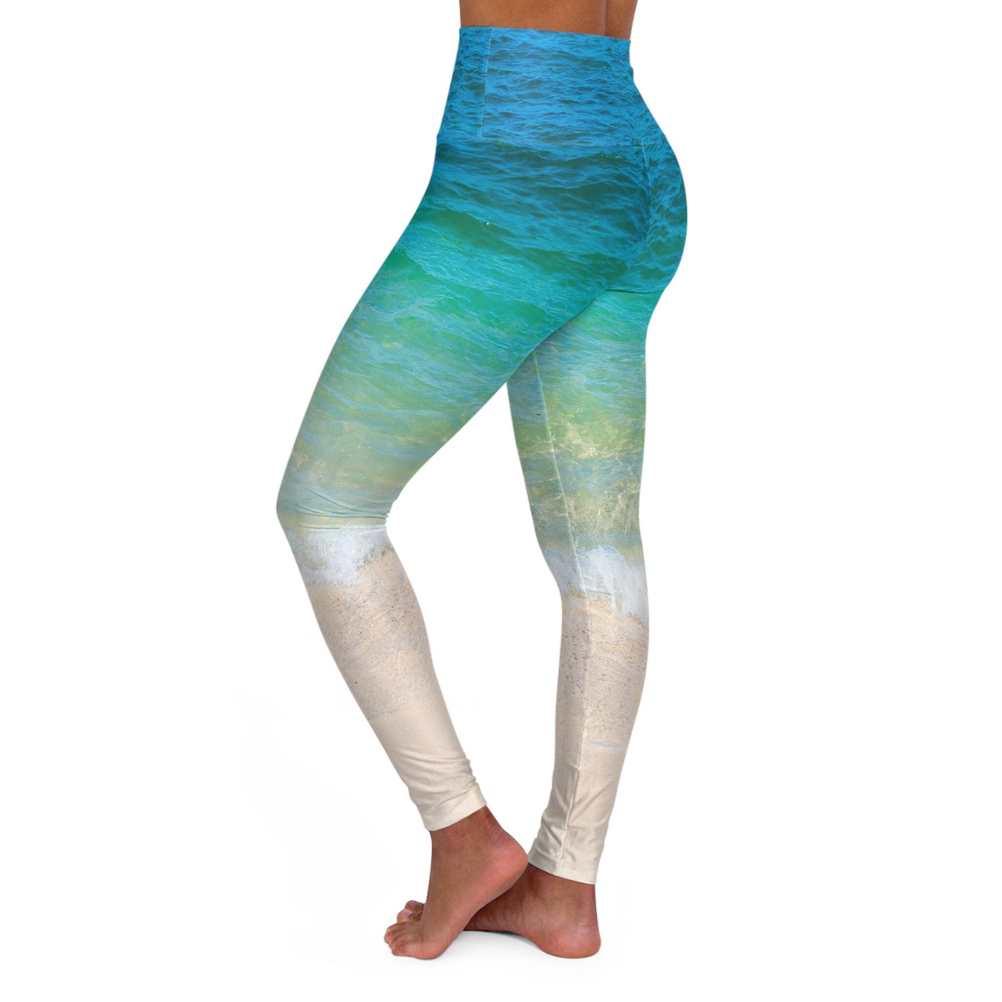 Ocean water yoga pants capri or shorts blue beach leggings yoga leggins sand beachy yoga pants turquoise legging ankle or capri