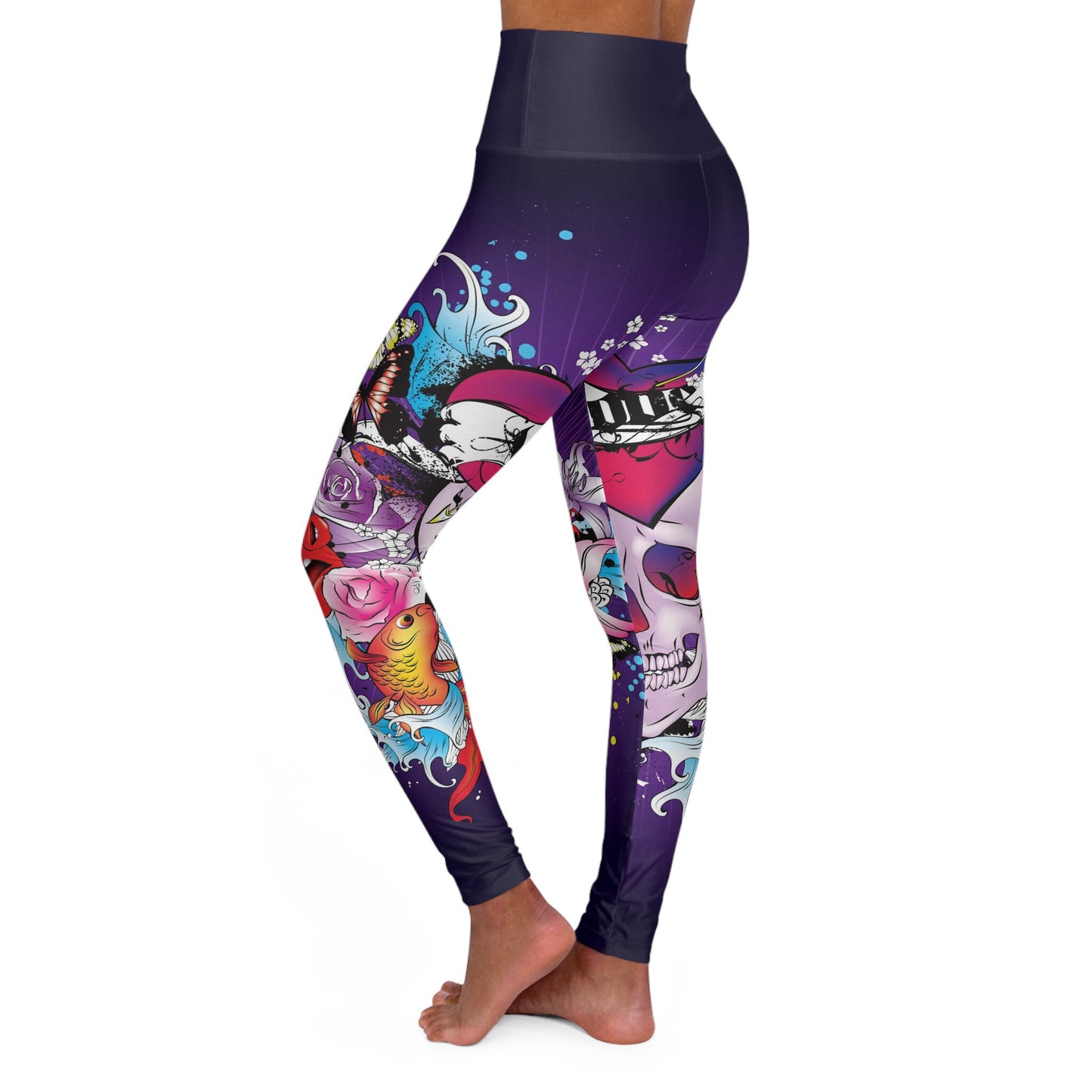 Skull yoga pants capri or shorts purple leggings yoga leggins love hearts yoga fish skulls legging ankle or capri