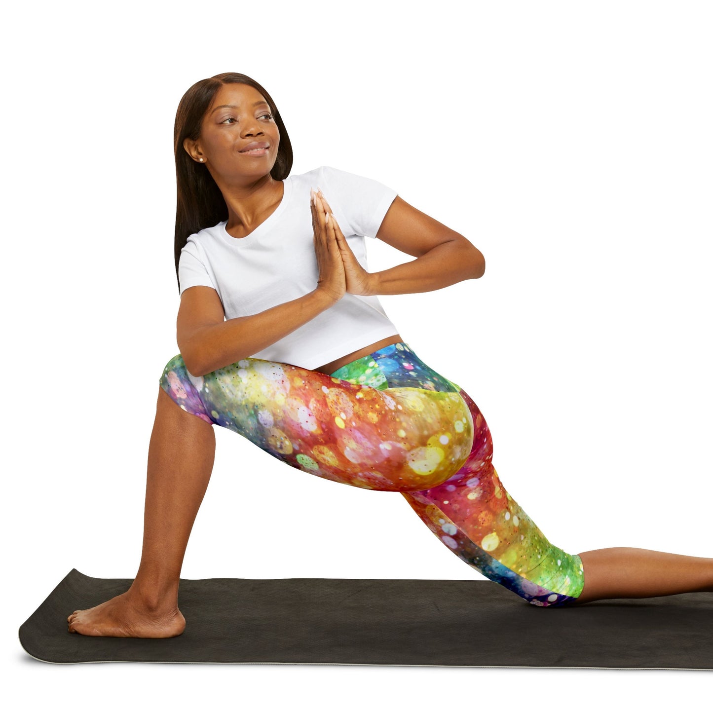 Rainbow Confetti Yoga Pants colorful capri shorts leggings pink yoga pants capri purple unique leggings