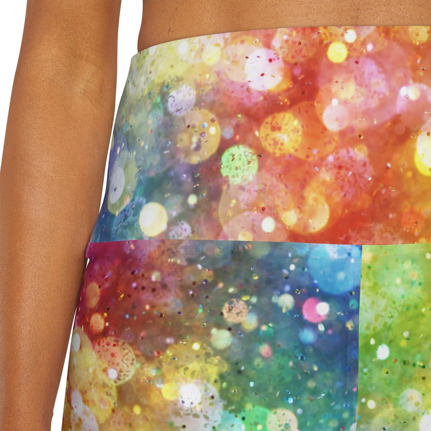 Rainbow Confetti Yoga Pants colorful capri shorts leggings pink yoga pants capri purple unique leggings