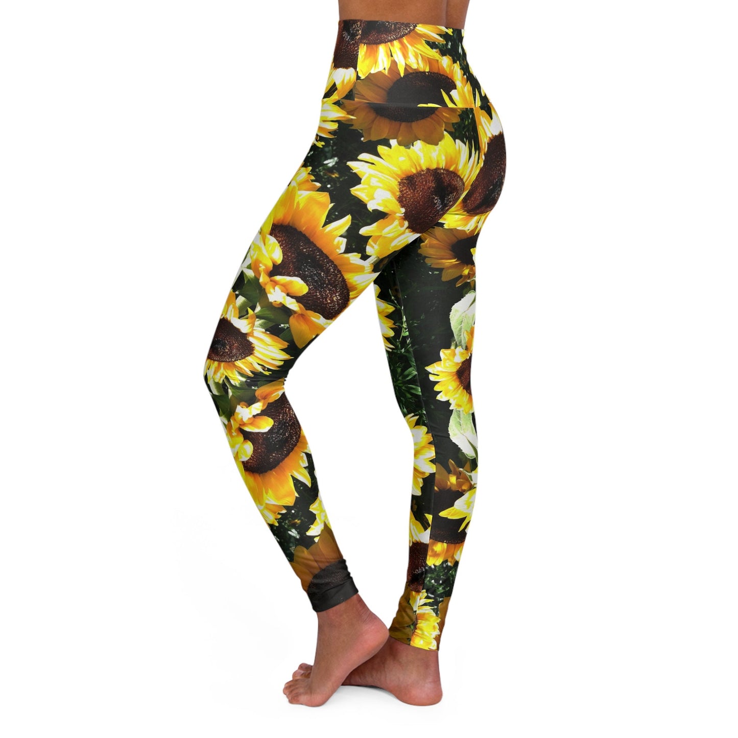 Sunflower yoga pants capri or shorts Floral yellow green leggings yoga leggins sunflower yoga pants flowers legging ankle capris