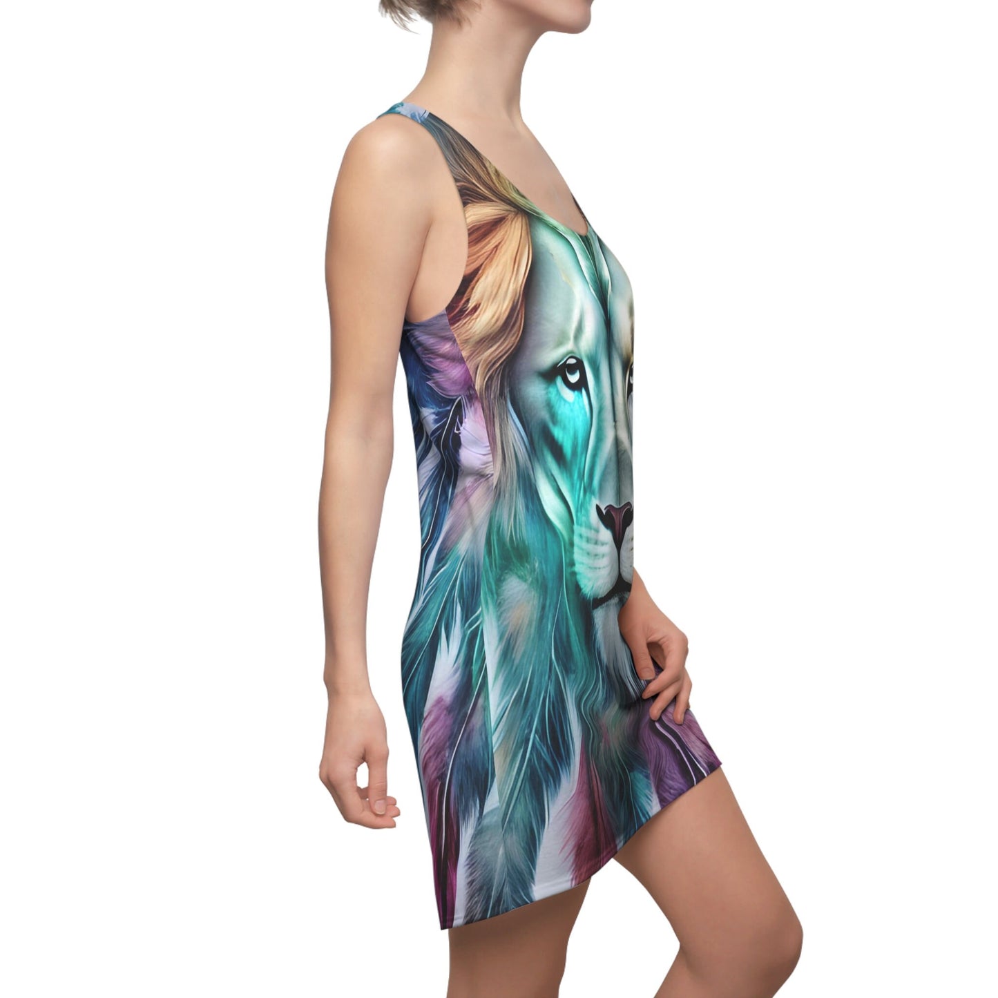 Lion Feathers Dress lions boho sleeveless dress blue green summer racerback dress
