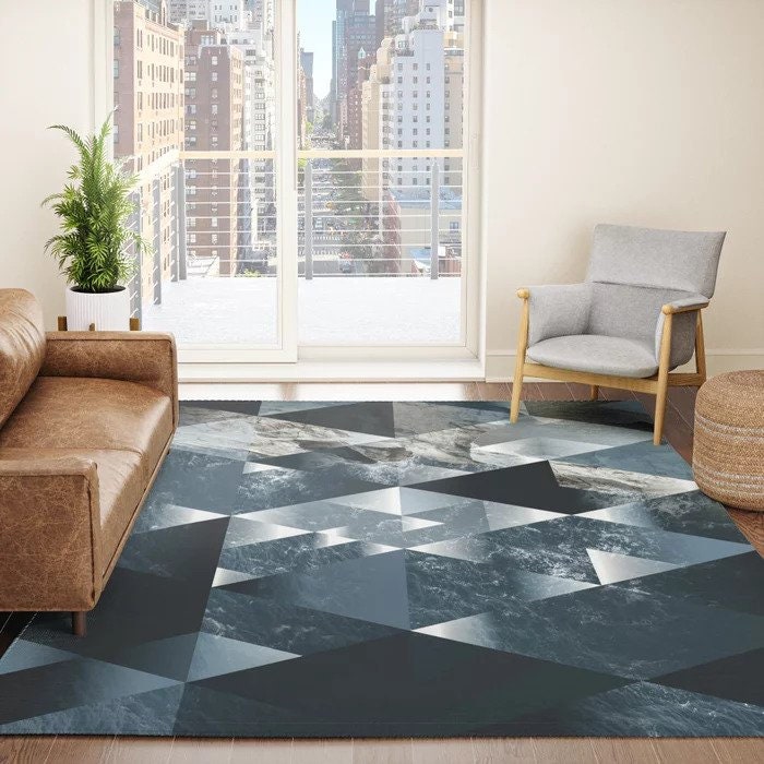 Geometric Ocean Rug sacred geometry Rug blue nature water Rug sea Floor Rug 4x6 5x7 8x10 9x12 Large rugs