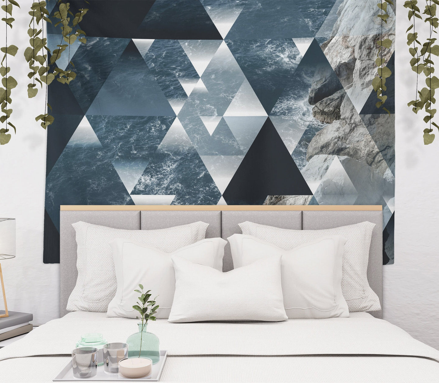 Abstract Geometric Ocean Tapestry Ocean Wall Art Sacred Blue Tapestries Beach Tapestry Geometric Tapestry Ocean Art Water
