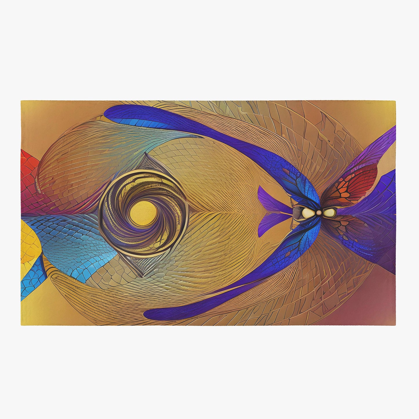 Abstract Butterfly Rug Blue Yellow purple metamorphosis abstract art rug contemporary modern art rugs large rug