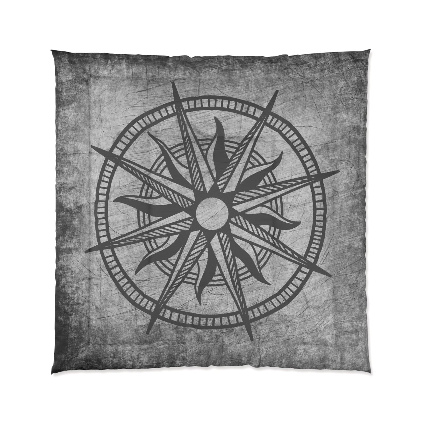 Compass Comforter or Duvet Cover gray grunge bedding nautical bedding coastal comforter grey comforter marine bedding sets