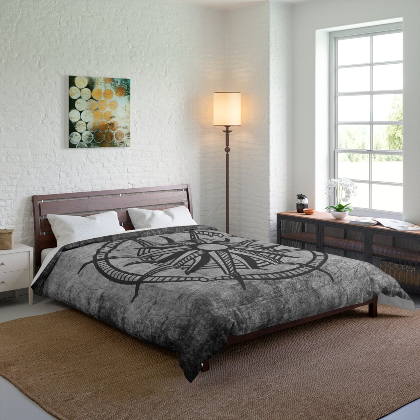 Compass Comforter or Duvet Cover gray grunge bedding nautical bedding coastal comforter grey comforter marine bedding sets