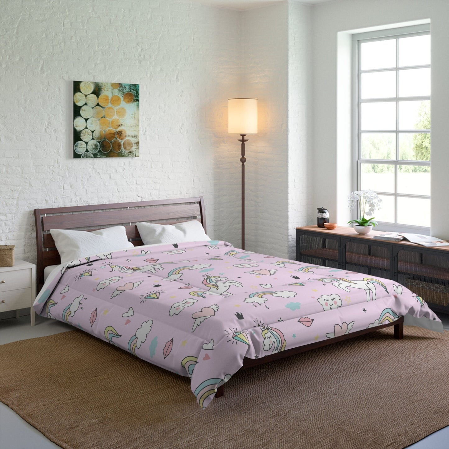 Pink Unicorn Comforter or Duvet Cover girls bedding rainbow bedding unicorns comforter girly duvet cute girls comforter unicorn bedroom