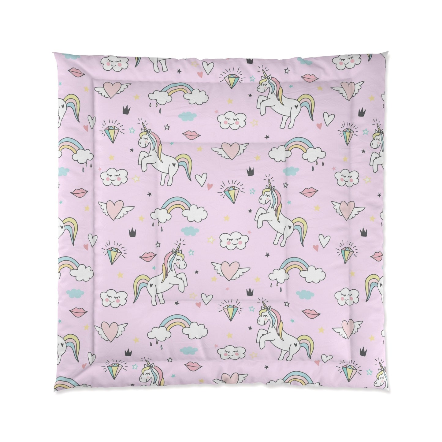 Pink Unicorn Comforter or Duvet Cover girls bedding rainbow bedding unicorns comforter girly duvet cute girls comforter unicorn bedroom