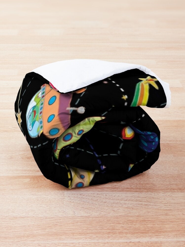 Space Comforter or Duvet Cover girls boys bedding kids duvet childrens comforter black comforter spaceship comforter space decor planets bed