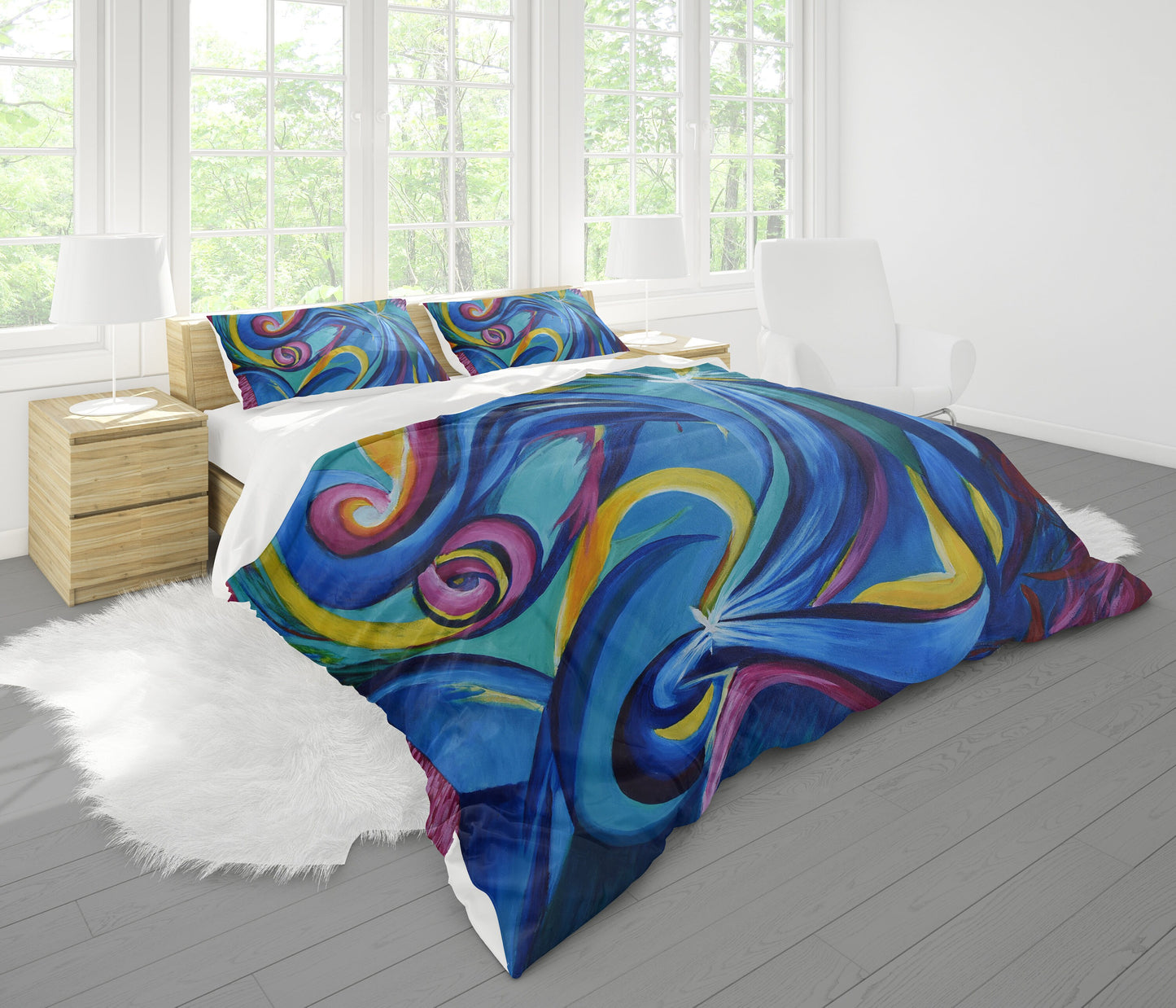 Abstract Art Duvet Cover or Comforter Artsy bedding Twin Queen King bedding blue colorful bedding abstract art duvet