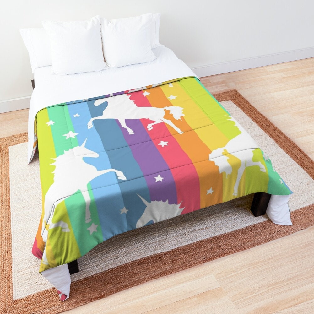 Rainbow Unicorn Comforter or Duvet Cover unicorn bedding unicorn duvet rainbow comforter rainbow duvet unicorns bedding rainbow decor gay