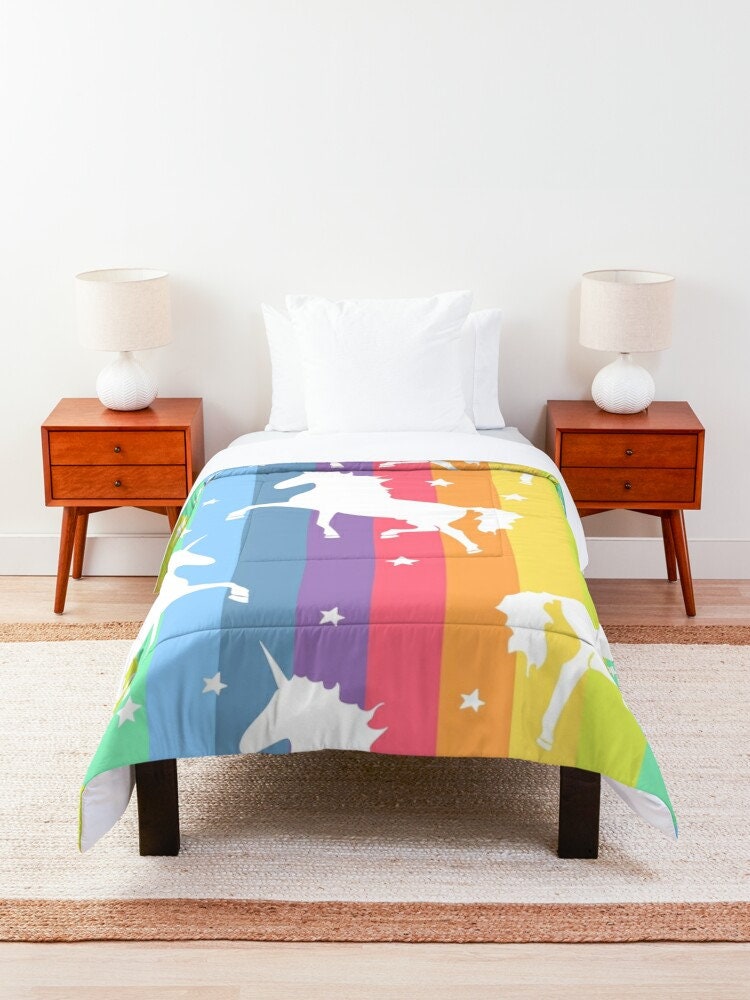 Rainbow Unicorn Comforter or Duvet Cover unicorn bedding unicorn duvet rainbow comforter rainbow duvet unicorns bedding rainbow decor gay