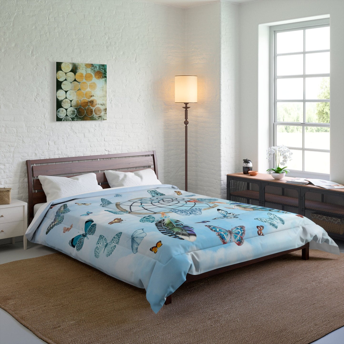 Butterfly Dream Catcher Duvet Cover or Comforter Blue butterflies bedding dream catcher