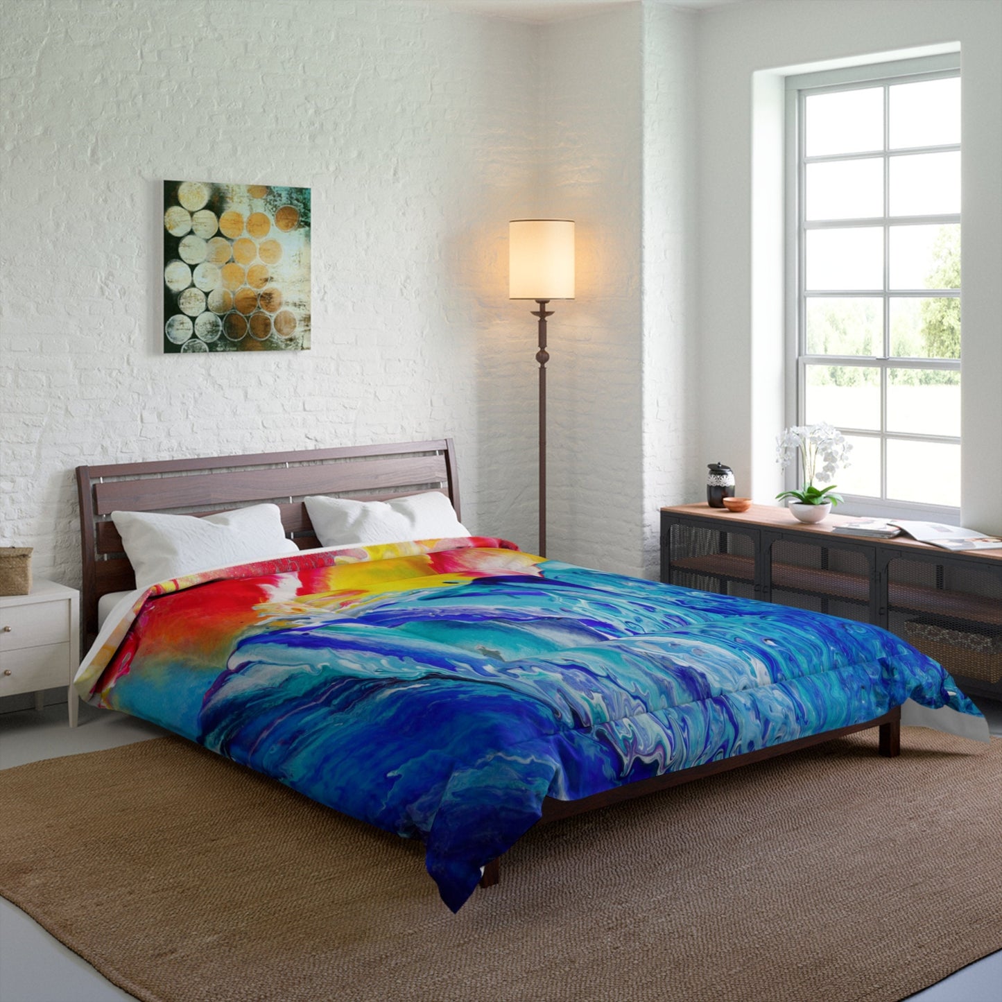 Ocean Duvet Cover or Comforter Artsy bedding Twin Queen King Dorm bedroom blue duvet aqua teal water abstract art beach ocean comforters