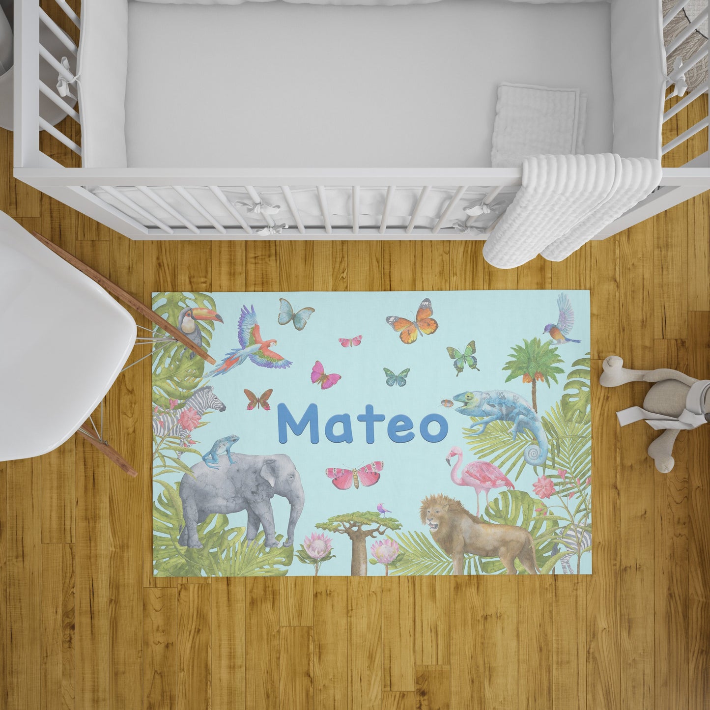 Blue Jungle Rug personalised rug colorful animal girls boys kids name personalized floor matt customized rugs nursery rug