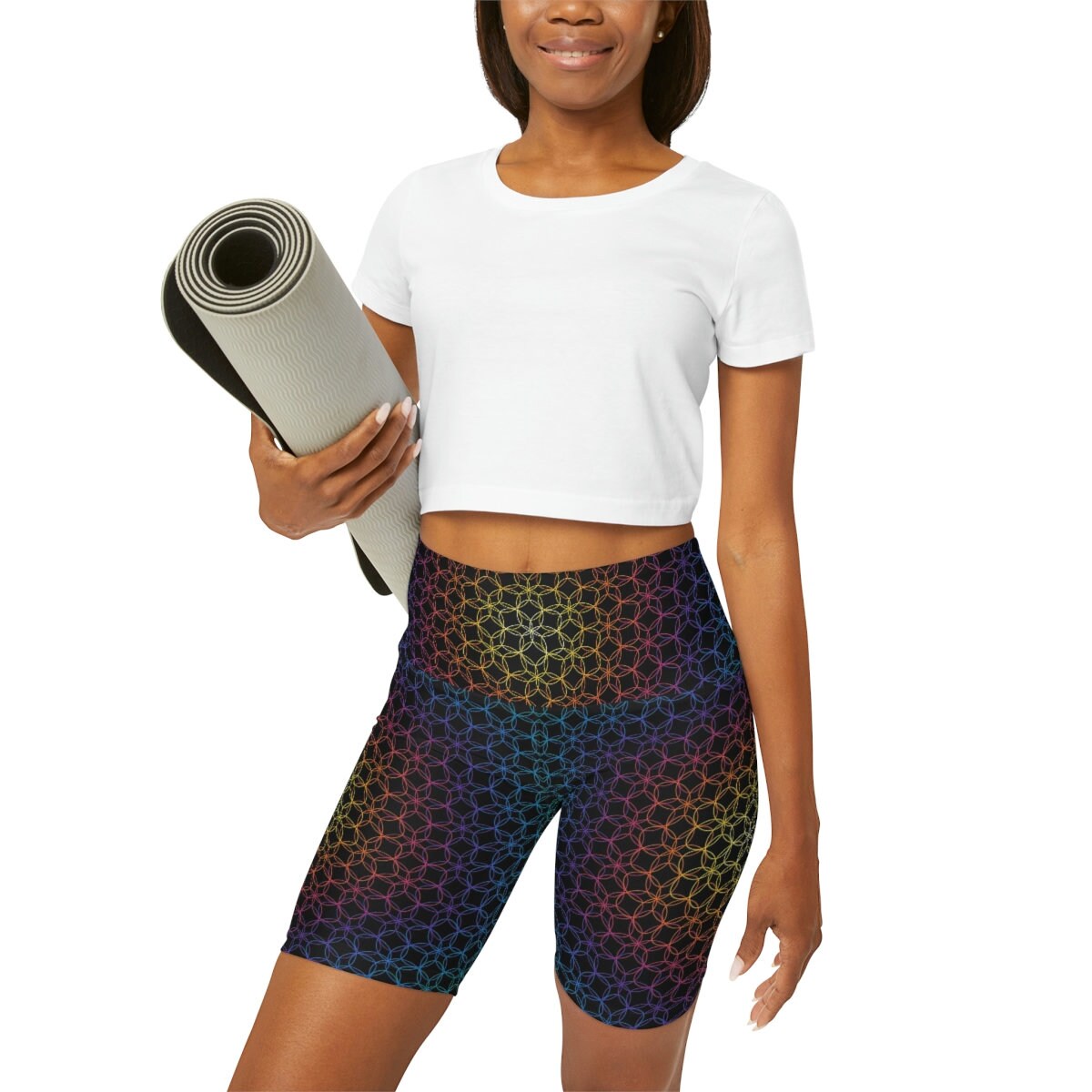 Sacred Geometry Yoga Pants rainbow black Leggings Yoga Leggins colorful Yoga Pants Spiritual Leggings