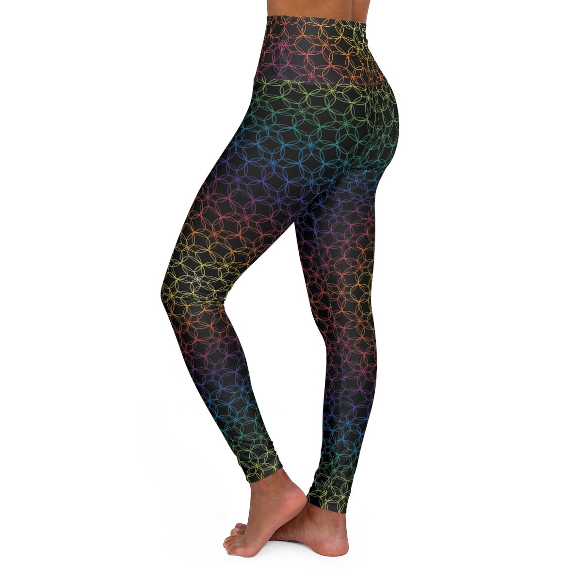 Sacred Geometry Yoga Pants rainbow black Leggings Yoga Leggins colorful Yoga Pants Spiritual Leggings
