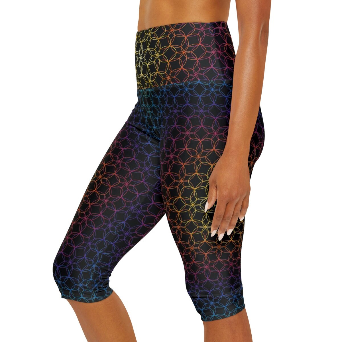 Sacred Geometry Yoga Pants rainbow black Leggings Yoga Leggins colorful Yoga Pants Spiritual Leggings