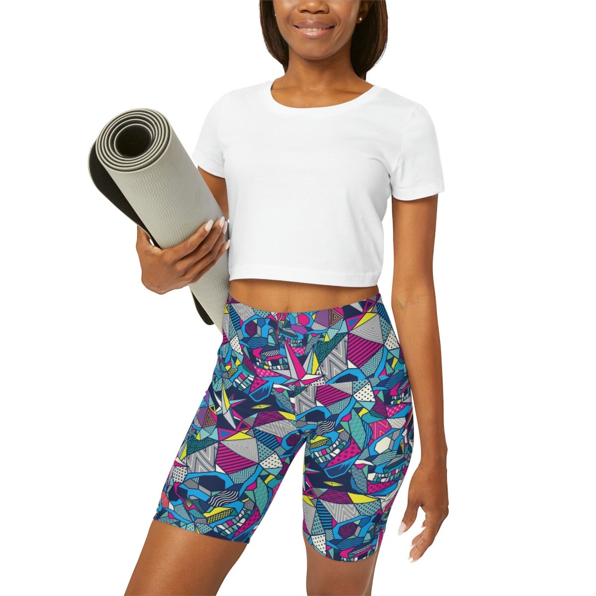 Colorful Skulls yoga pants capri ankle or shorts blue legging skull yoga pants bright leggings skull pants spandex