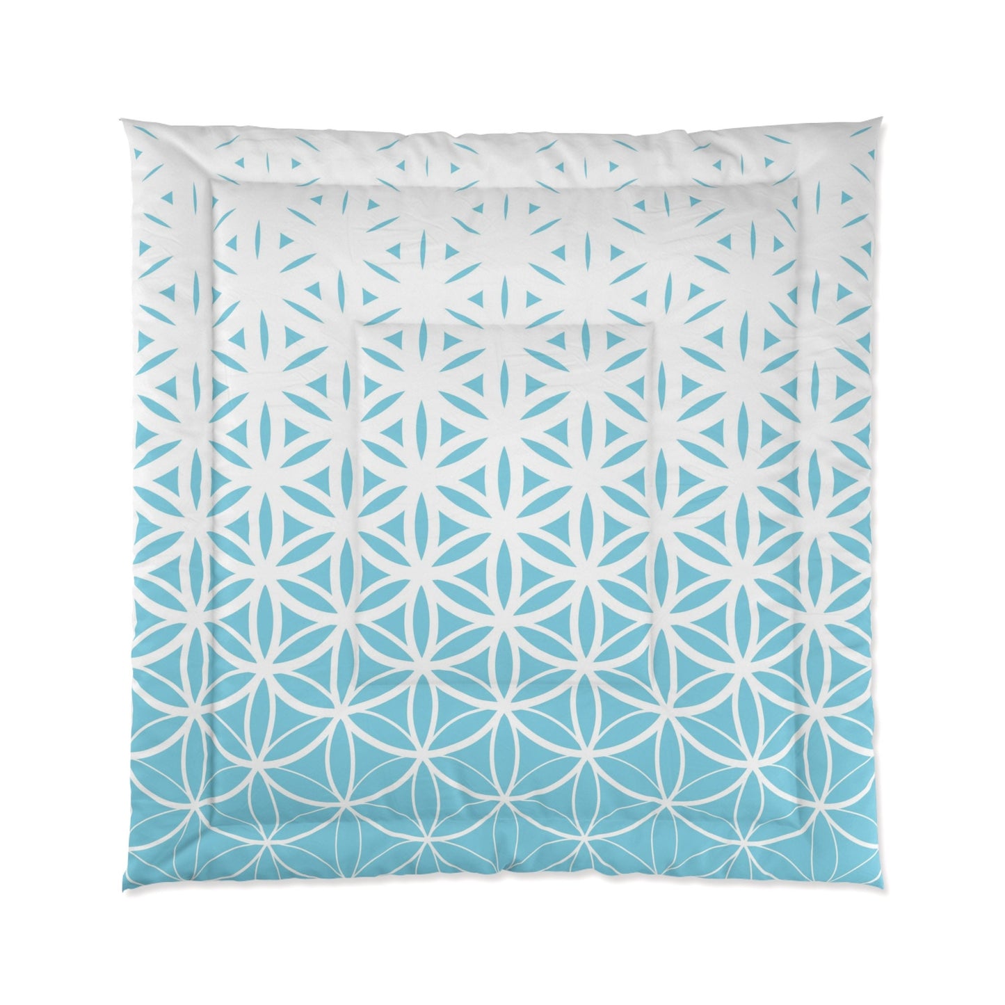 Blue Sacred Geometry Comforter or Duvet Cover light blue bedding spiritual bedding aqua comforter yoga comforter white bedding light blue