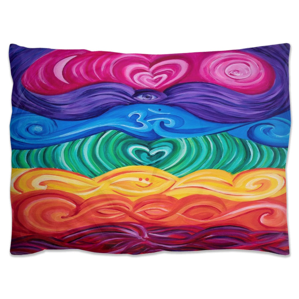 Chakra Duvet Cover or Comforter Spiritual Twin Queen King Chakras bedding sets Artsy Rainbow yoga hippy meditating heart Unique