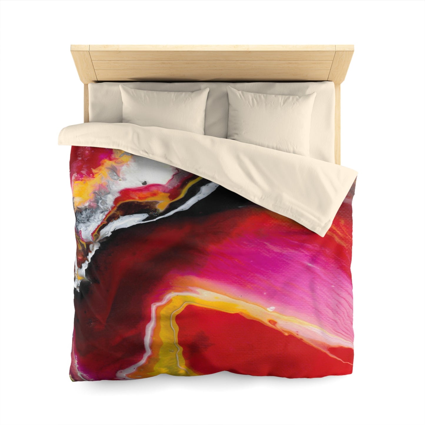 Red Abstract Duvet Cover or Comforter artsy bedding Twin Queen king red yellow black marble colorful duvet