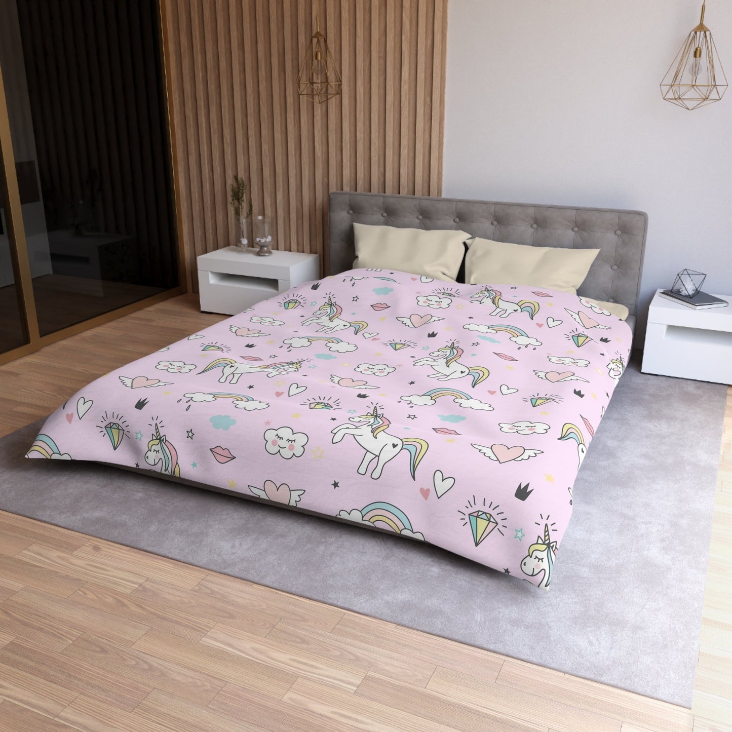 Pink Unicorn Comforter or Duvet Cover girls bedding rainbow bedding unicorns comforter girly duvet cute girls comforter unicorn bedroom