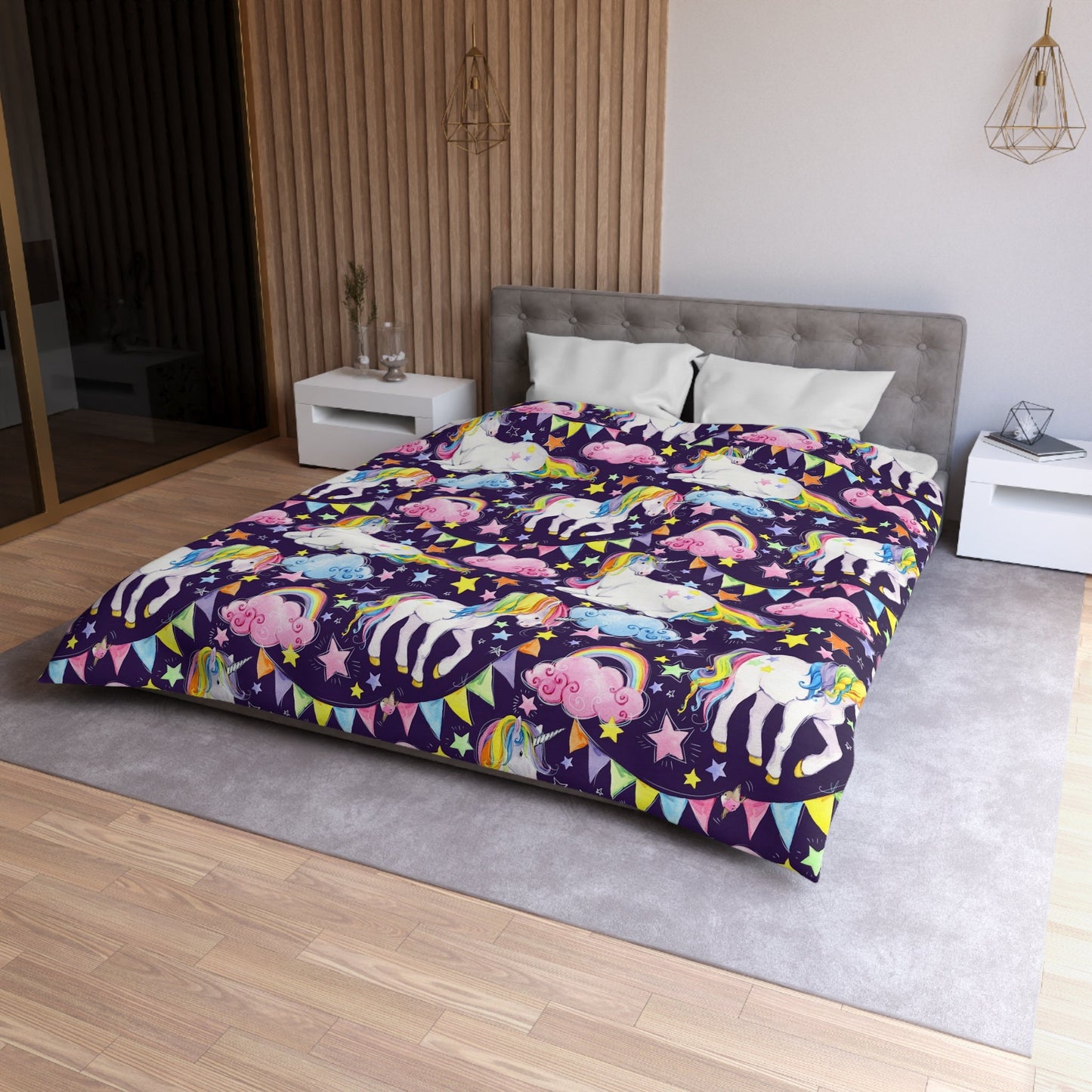 Unicorn Comforter or Duvet Cover Girls dark purple bedding girly unicorn comforter rainbow comforter rainbows duvet unicorns bedding unicorn
