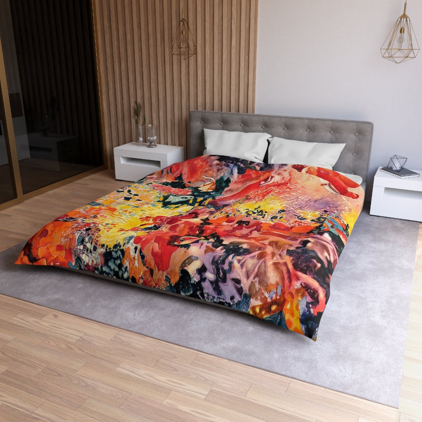 Coral Reef Duvet Cover or Comforter Artsy Colorful bedding Twin Queen King ocean duvet underwater fish red orange duvet art under the sea