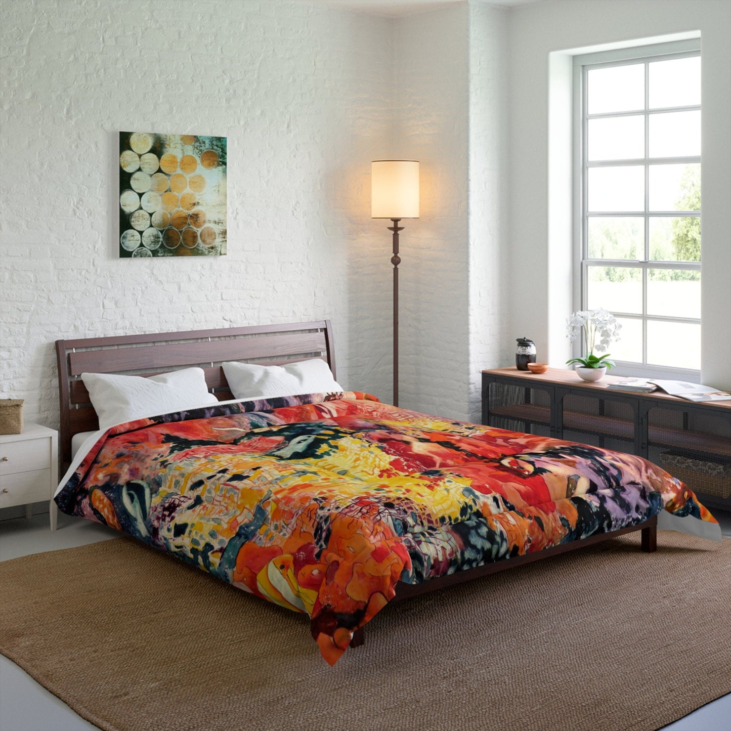 Coral Reef Duvet Cover or Comforter Artsy Colorful bedding Twin Queen King ocean duvet underwater fish red orange duvet art under the sea