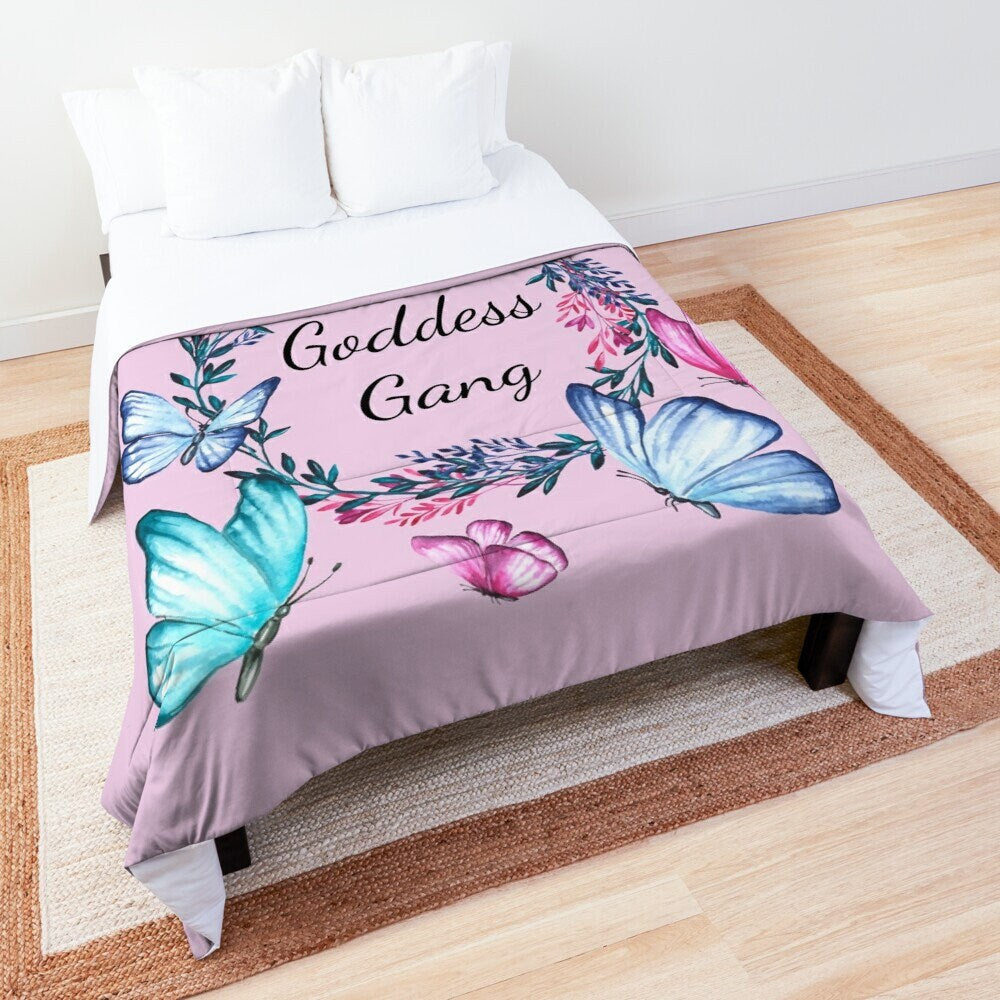 Goddess Gang Butterfly Pink Comforter or Duvet Cover girls bedding girly bedding goddess comforter butterflies comforter goddess duvet
