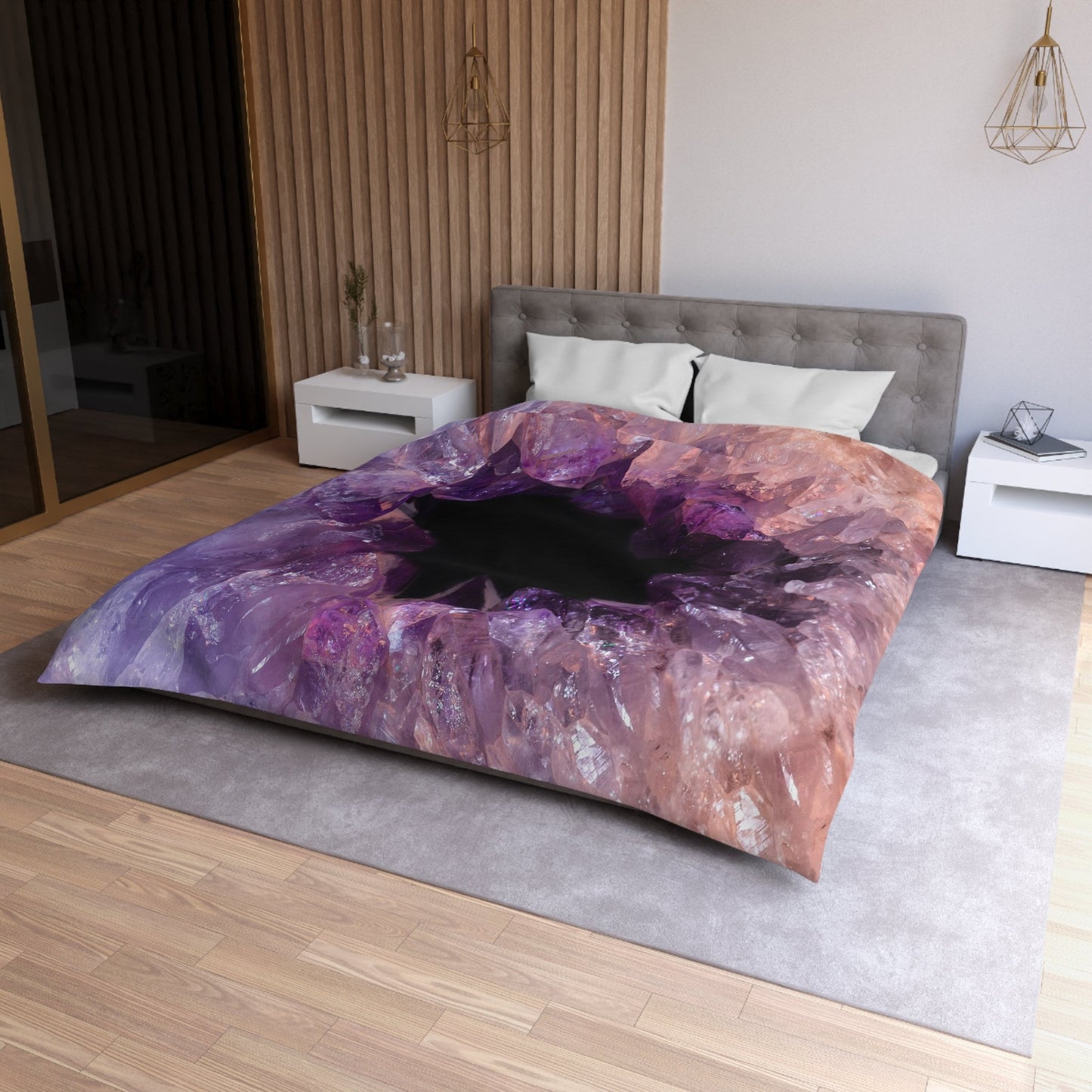 Amethyst Duvet Cover or Comforter purple bedding amethyst bedding crystal Twin Queen King bed sets black bedroom purple duvet duvet cover