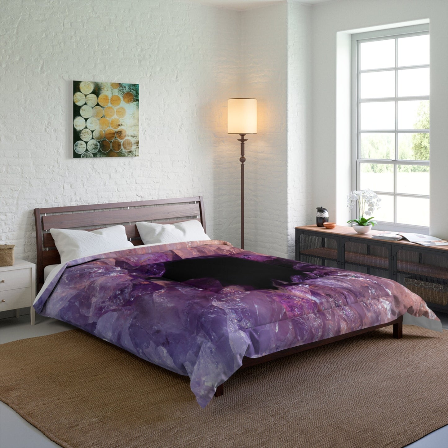 Amethyst Duvet Cover or Comforter purple bedding amethyst bedding crystal Twin Queen King bed sets black bedroom purple duvet duvet cover