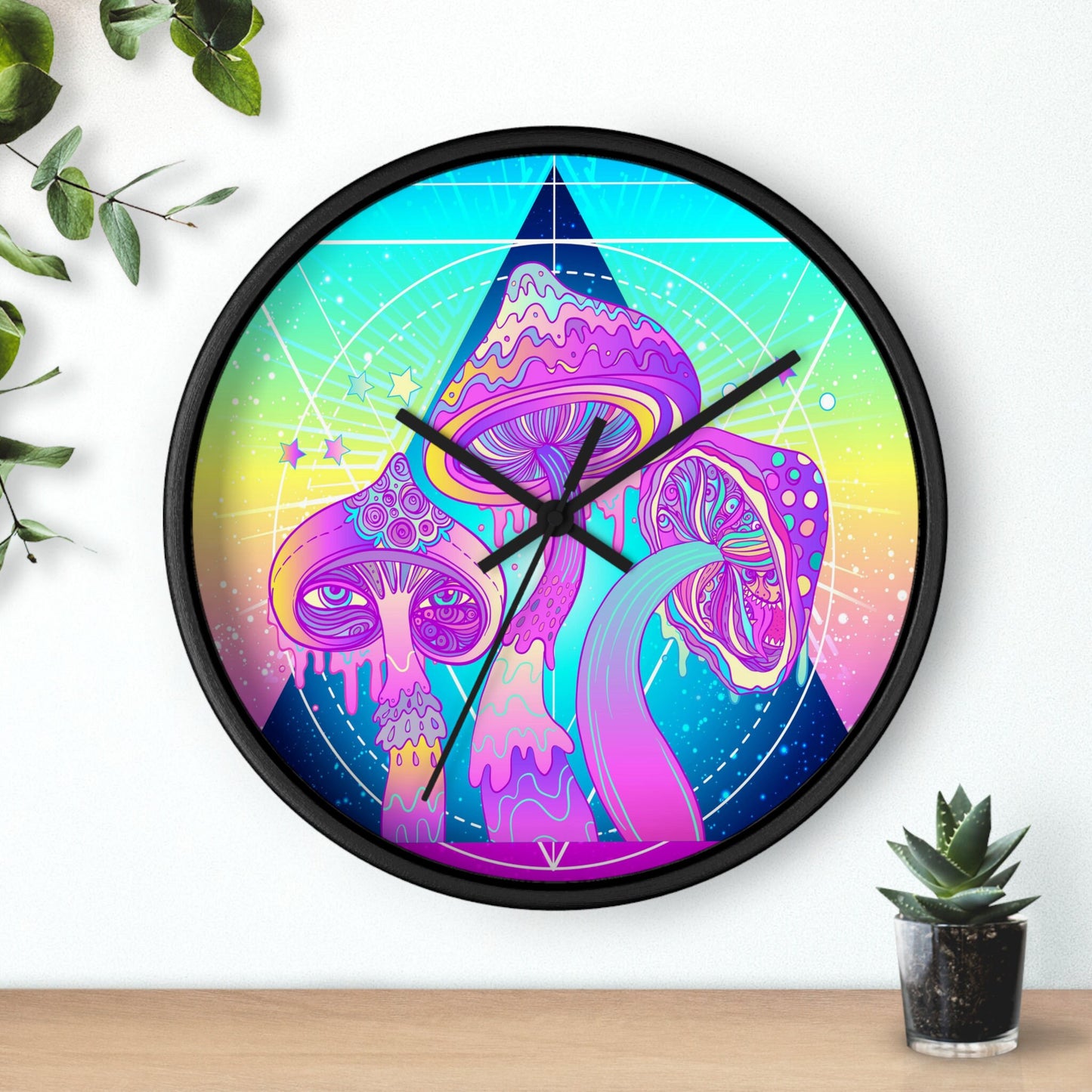 Magic Mushrooms Wall Clock shroom clocks trippy clock psychedelic