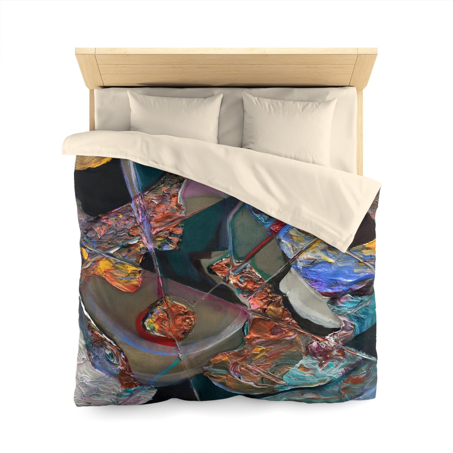 Abstract Art Duvet Cover or Comforter Artsy Colorful bedding Twin Queen King pillowcases black orange blue yellow artwork colorful bed sets