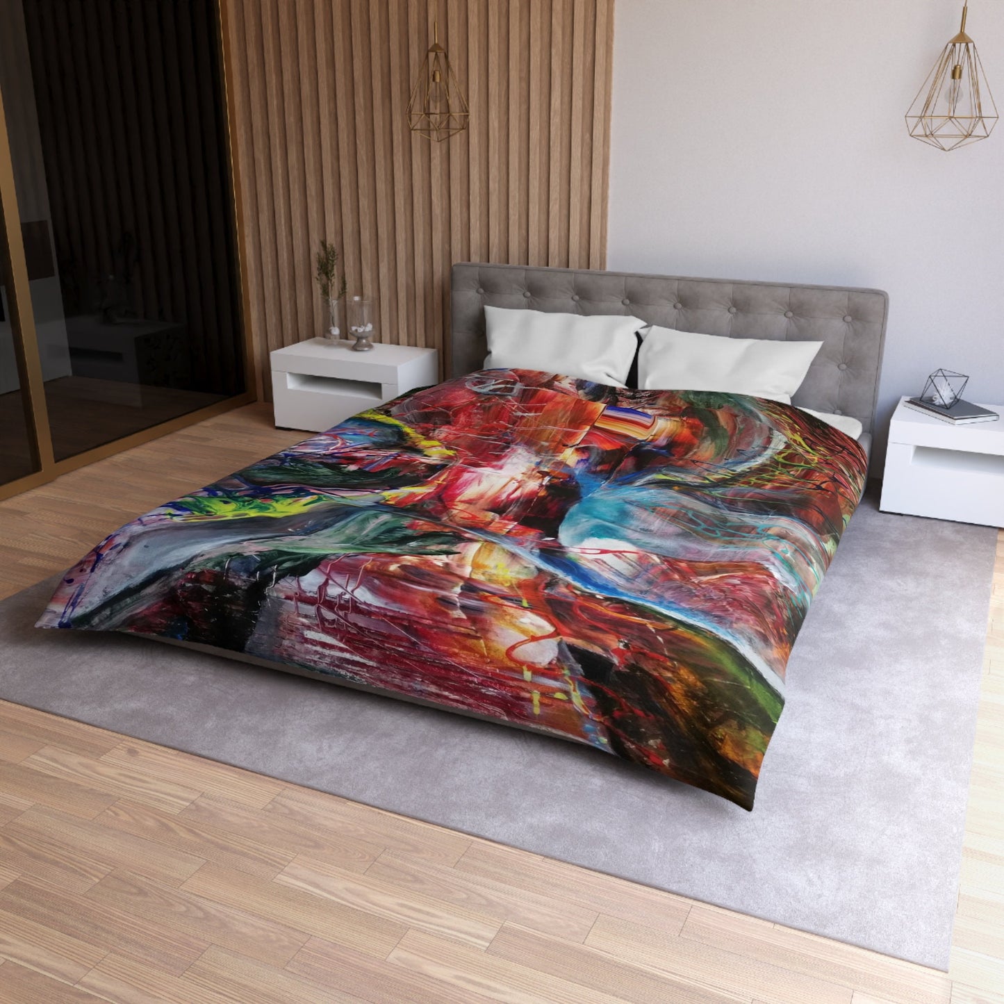 Abstract Art Duvet Cover or Comforter Artsy Colorful bedding Twin Queen King sets Unique gift red comforter orange blue psychadelic bedding