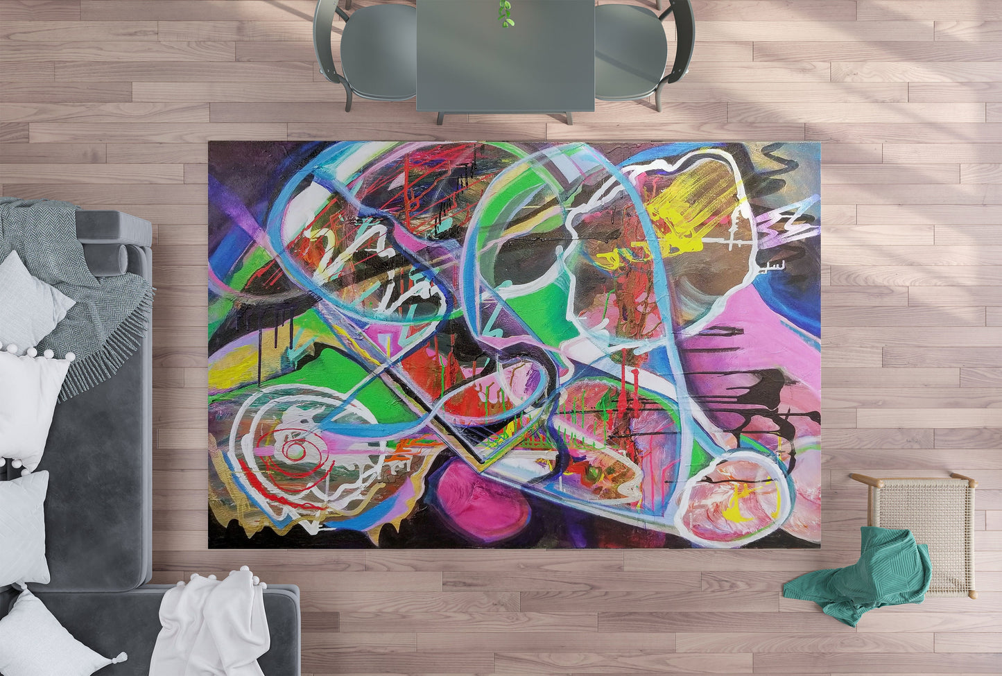 Colorful Abstract Pop Art Rug graffiti Rugs 2x3 3x5 4x6 5x7 Large colorful rugs grafiti decor abstract art floor mat pink green rugs round