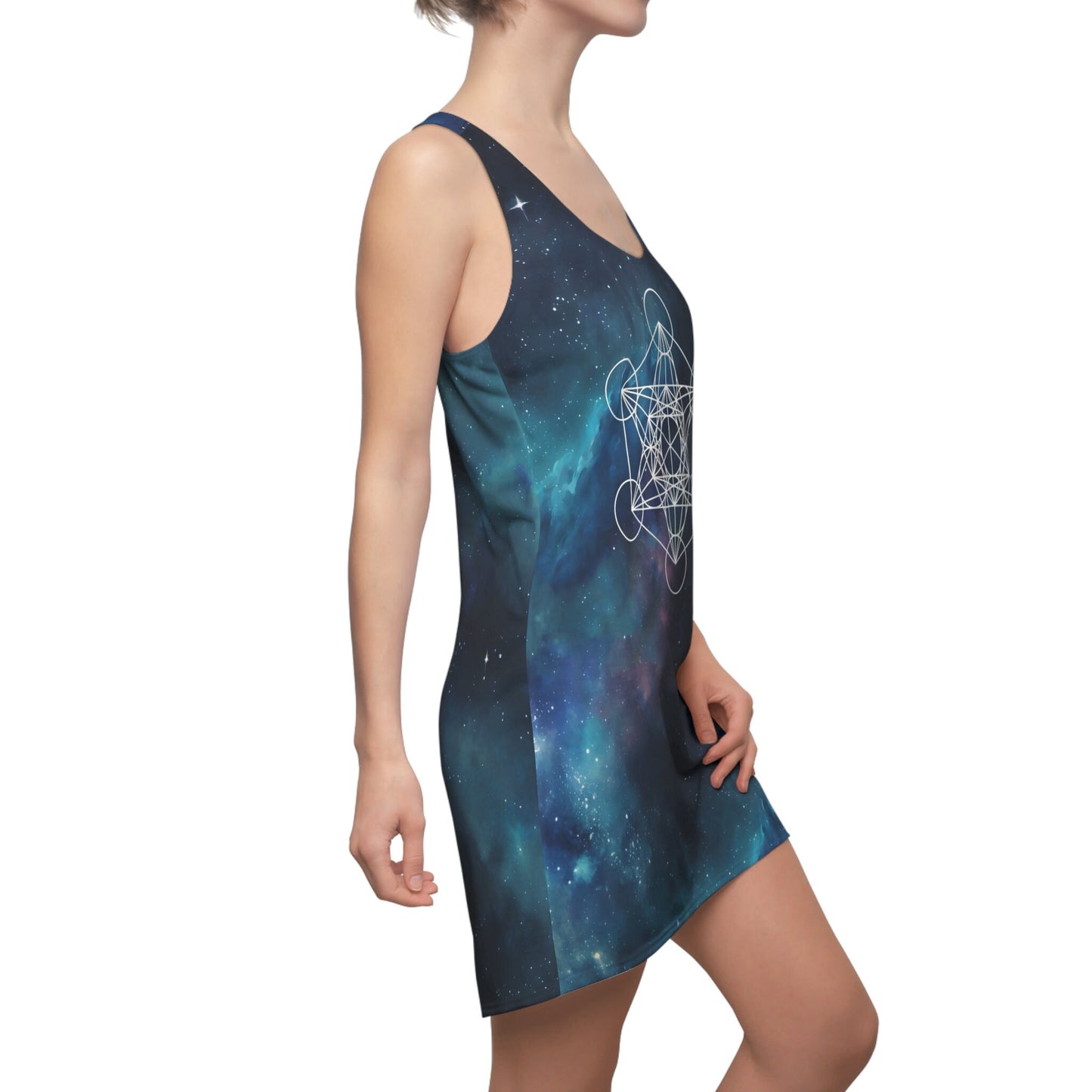 Metatron's Cube Dress sacred geometry sleeveless dress blue galaxy summer racerback dress