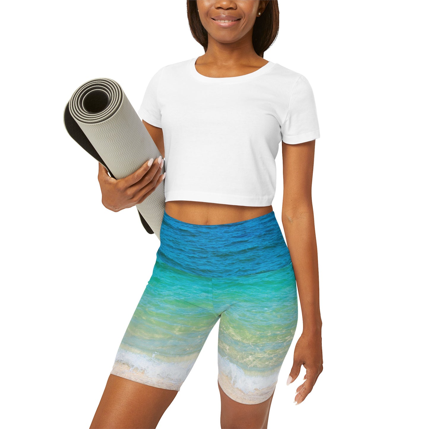 Ocean water yoga pants capri or shorts blue beach leggings yoga leggins sand beachy yoga pants turquoise legging ankle or capri