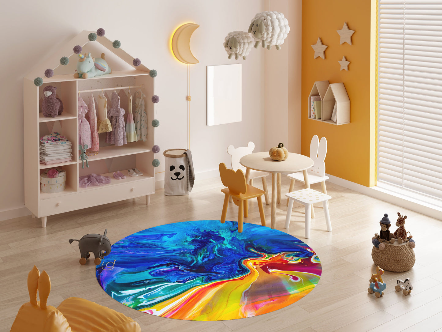 Abstract Art Rug Blue yellow Rugs water ocean decor unique Rugs 2x3 3x5 4x6 5x7 8x10 Large rug colorful bright floormat