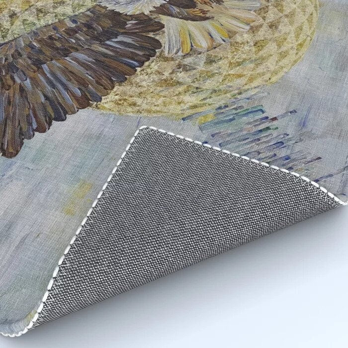 Bald Eagle Rug sacred geometry torus seed blue gold abstract art 2x3 3x5 4x6 5x7 8x10 9x12 large rugs