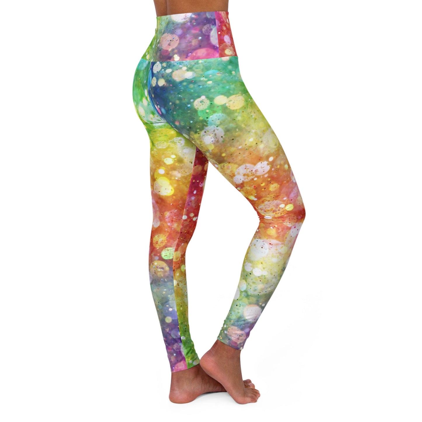 Rainbow Confetti Yoga Pants colorful capri shorts leggings pink yoga pants capri purple unique leggings