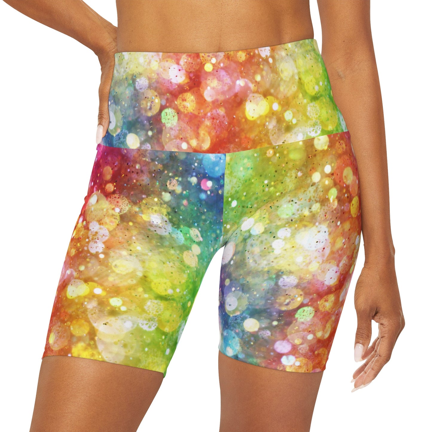Rainbow Confetti Yoga Pants colorful capri shorts leggings pink yoga pants capri purple unique leggings