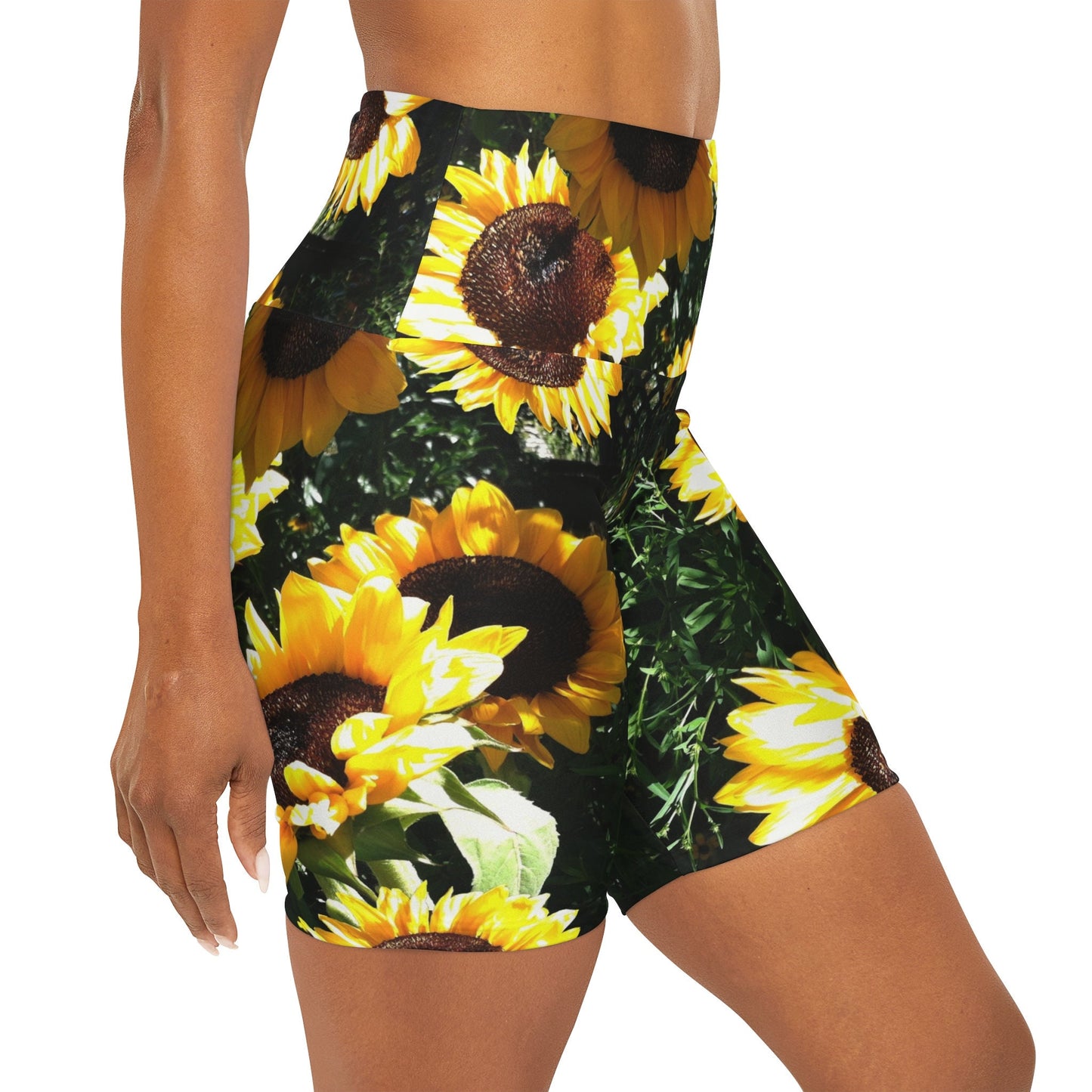 Sunflower yoga pants capri or shorts Floral yellow green leggings yoga leggins sunflower yoga pants flowers legging ankle capris