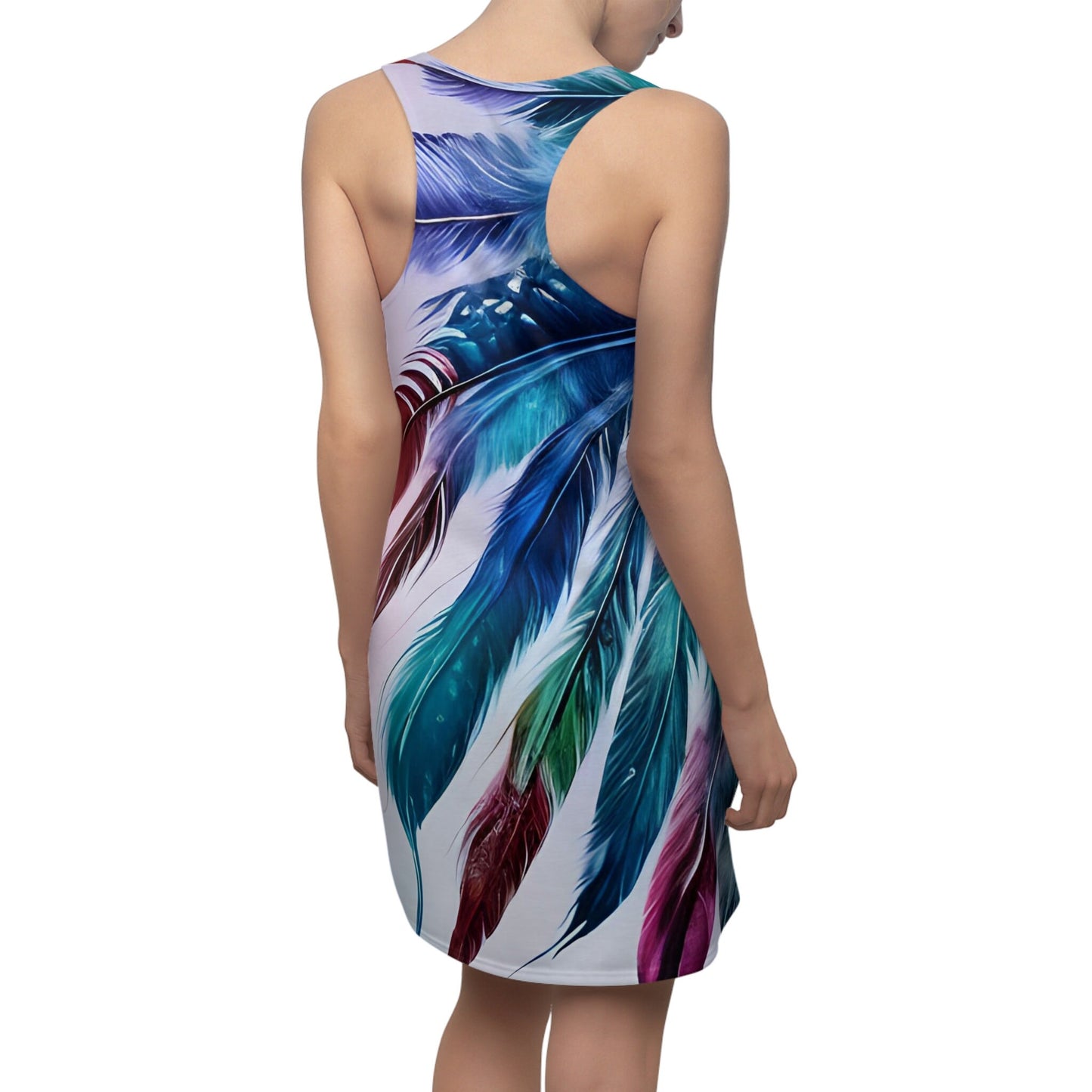 Lion Feathers Dress lions boho sleeveless dress blue green summer racerback dress
