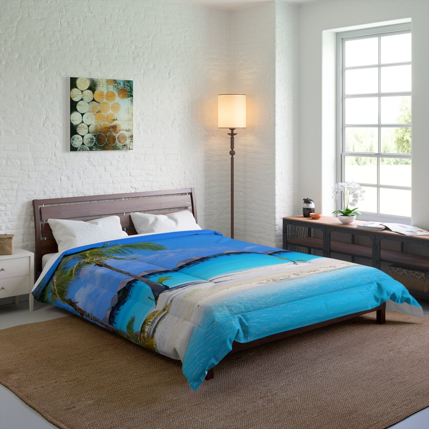 Island Comforter or Duvet Cover Beach comforters beachy duvet blue comforters island duvet palm trees comforter beachy decor beach duvet