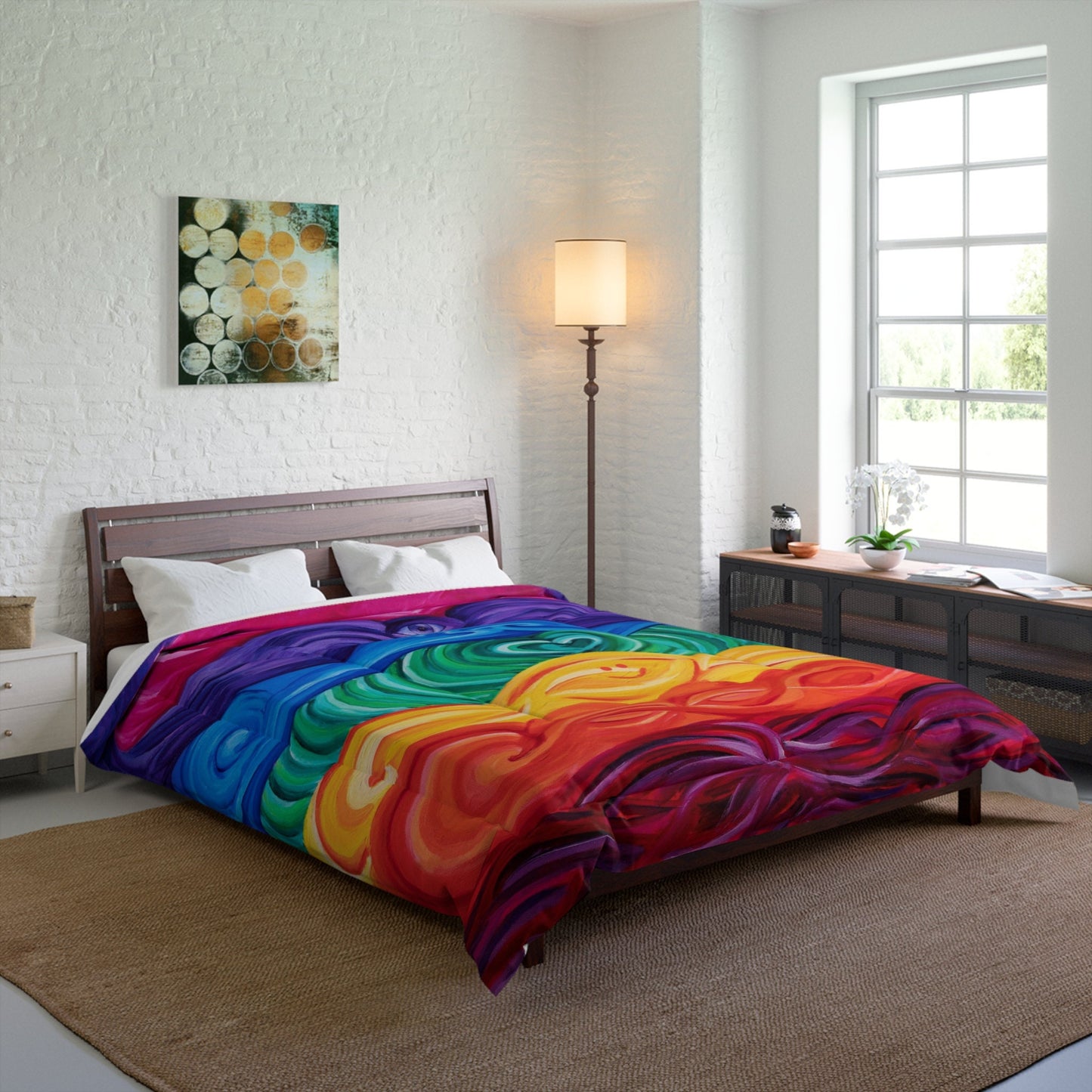 Chakra Duvet Cover or Comforter Spiritual Twin Queen King Chakras bedding sets Artsy Rainbow yoga hippy meditating heart Unique