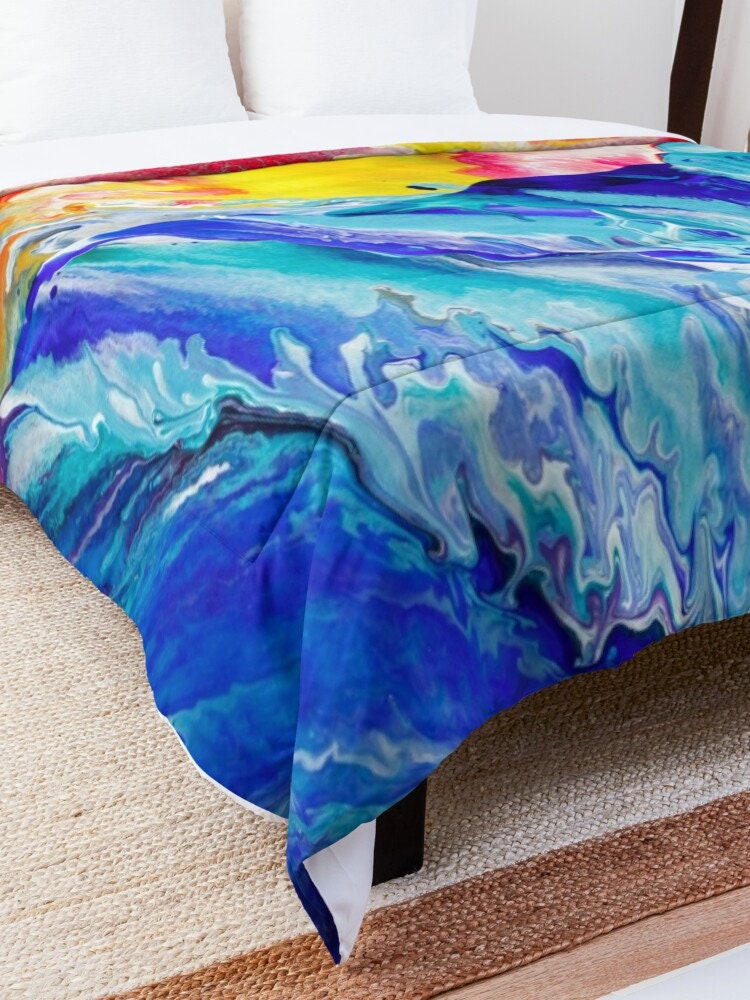 Ocean Duvet Cover or Comforter Artsy bedding Twin Queen King Dorm bedroom blue duvet aqua teal water abstract art beach ocean comforters